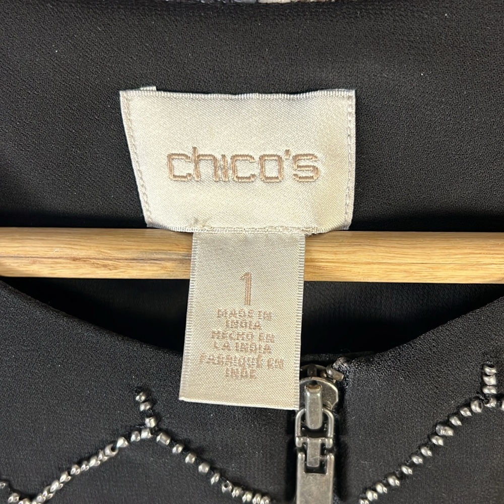 Chico’s hexagon bead light sheer zip up jacket - Picture 4 of 8
